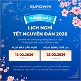 THÔNG BÁO NGHỈ TẾT NGUYÊN ĐÁN 2026 – EUROWIN