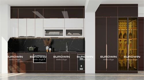 Tủ Bếp Inox Cánh Kính Chữ I (Mã SP: EU1010)