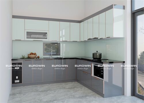 Tủ Bếp Inox Cánh Kính Chữ L (Mã SP: EU1015)