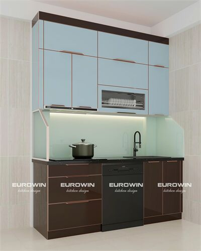 Tủ Bếp Inox Cánh Kính Chữ I (Mã SP: EU1020)