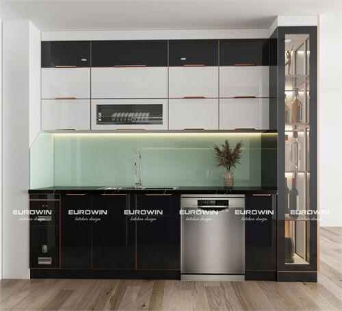 Tủ Bếp Inox Cánh Kính Chữ I (Mã SP: EU1022)