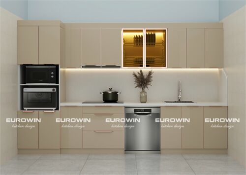 Tủ Bếp Inox Cánh Kính Chữ I (Mã SP: EU1028)