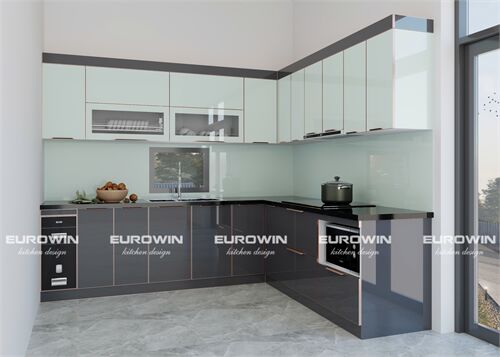 Tủ Bếp Inox Cánh Kính Chữ L (Mã SP: EU1031)