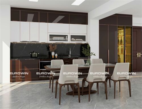 Tủ Bếp Inox Cánh Kính Chữ I (Mã SP: EU1032)