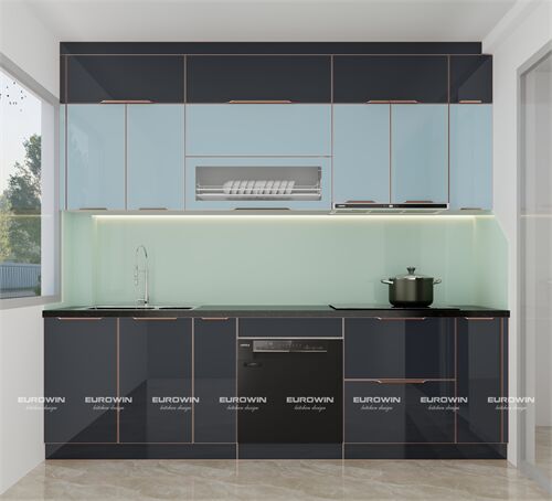 Tủ Bếp Inox Cánh Kính Chữ I (Mã SP: EU1101)  