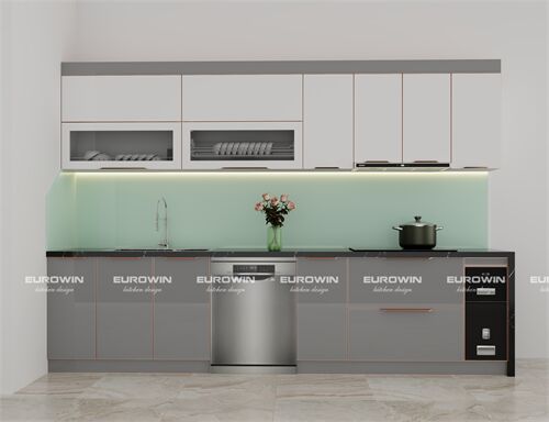 Tủ Bếp Inox Cánh Kính Chữ I (Mã SP: EU1106)   