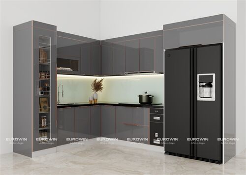 Tủ Bếp Inox Cánh Kính Chữ L (Mã SP: EU1113)   