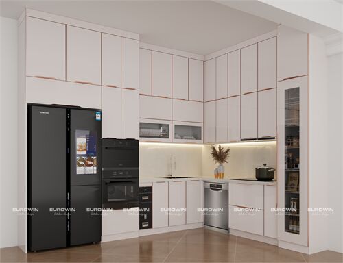 Tủ Bếp Inox Cánh Kính Chữ L (Mã SP: EU1115)  