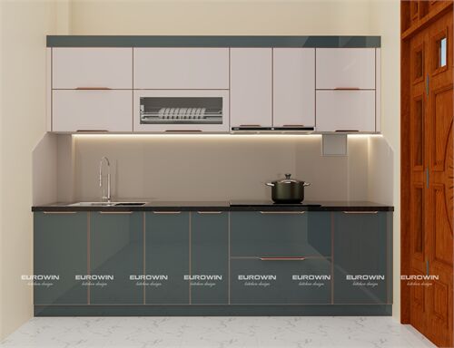 Tủ Bếp Inox Cánh Kính Chữ I (Mã SP: EU1120)  