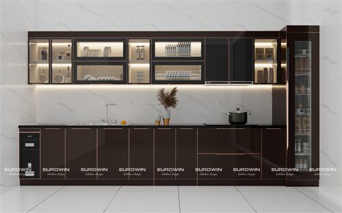 Tủ Bếp Inox Cánh Kính Chữ I (Mã SP: EU1123) 