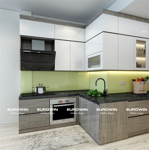 Tủ Bếp Gỗ Công Nghiệp Chữ L (Mã SP: EU227)