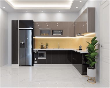 Làm tủ bếp inox cánh kính Hà Nội