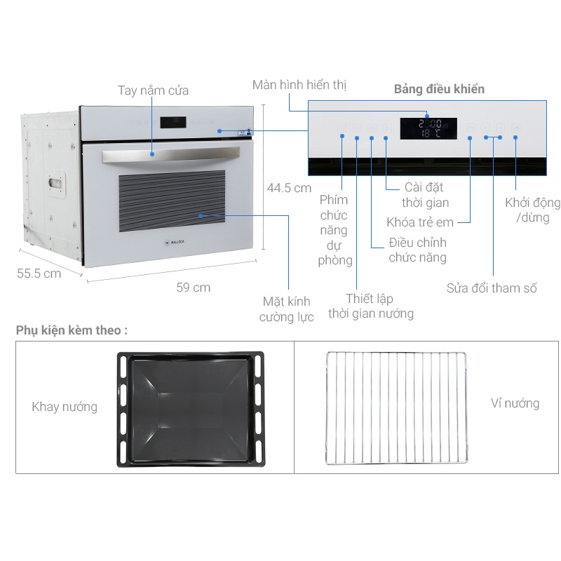 Lò nướng Malloca MOV35-IX03(White)