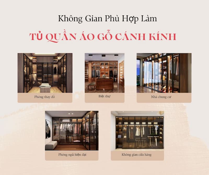 tủ quần áo gỗ cánh kính