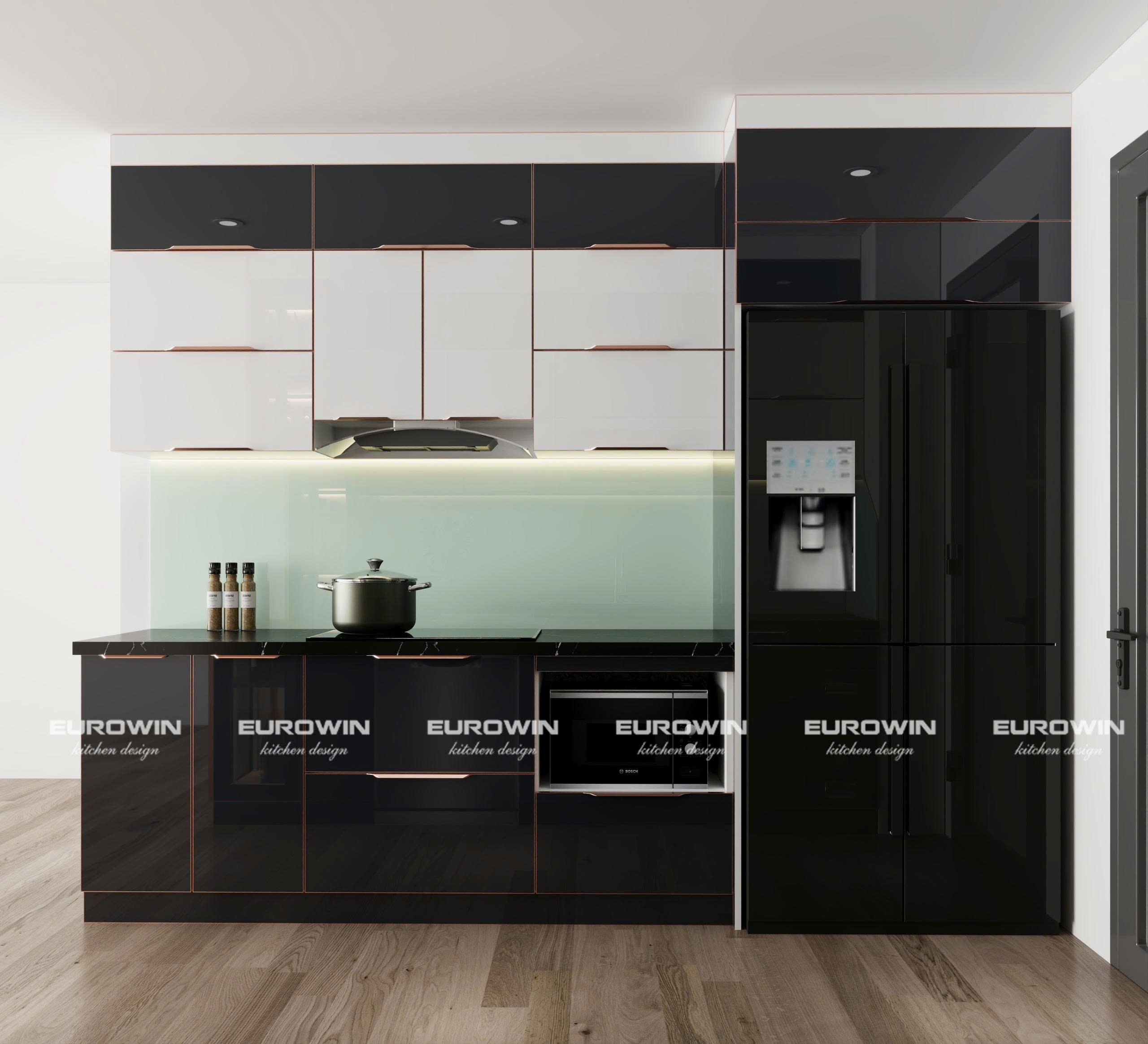 Tủ Bếp Inox Cánh Kính Chữ I (Mã SP: EU1024)