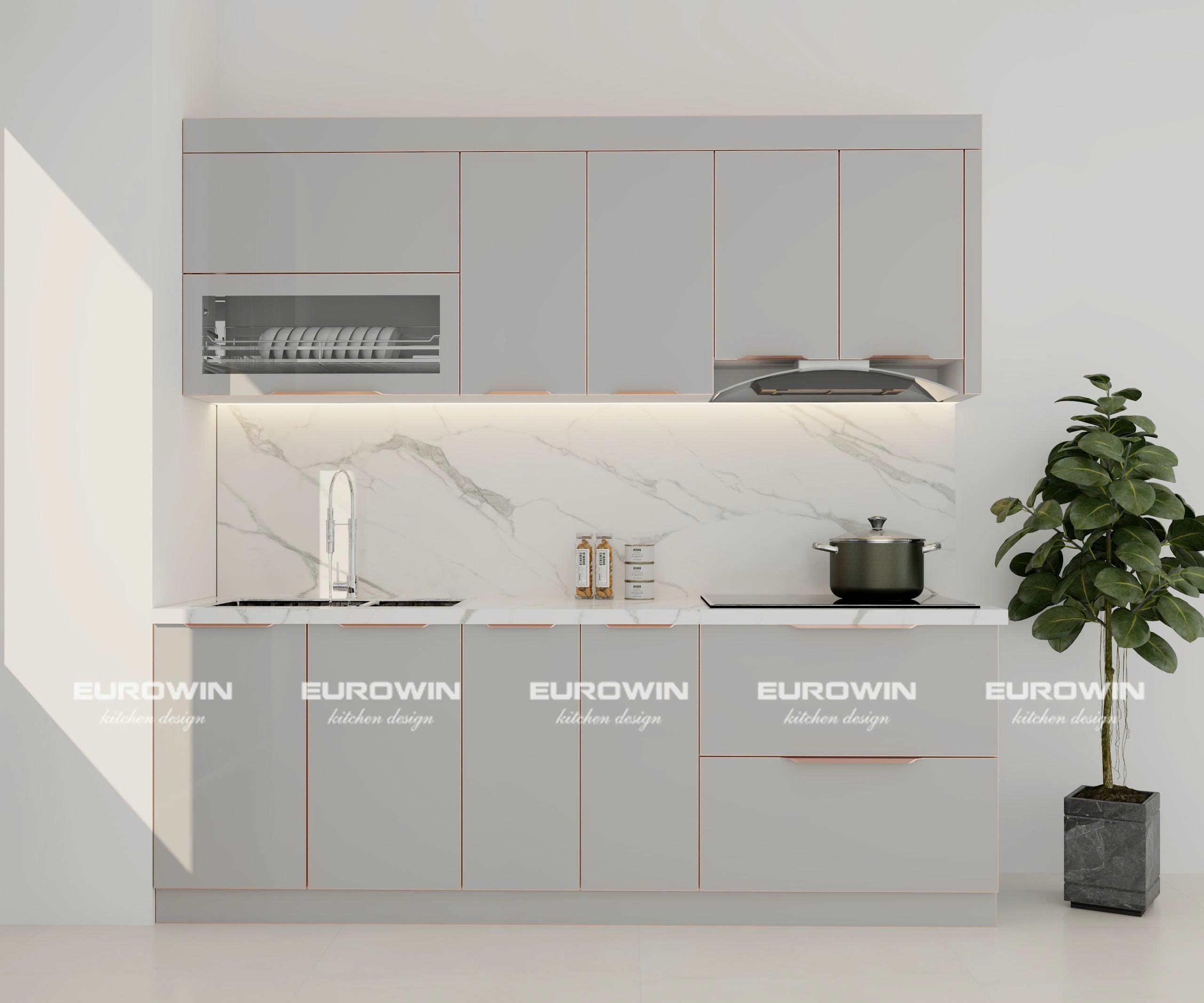 Tủ Bếp Inox Cánh Kính Chữ I (Mã SP: EU1026)