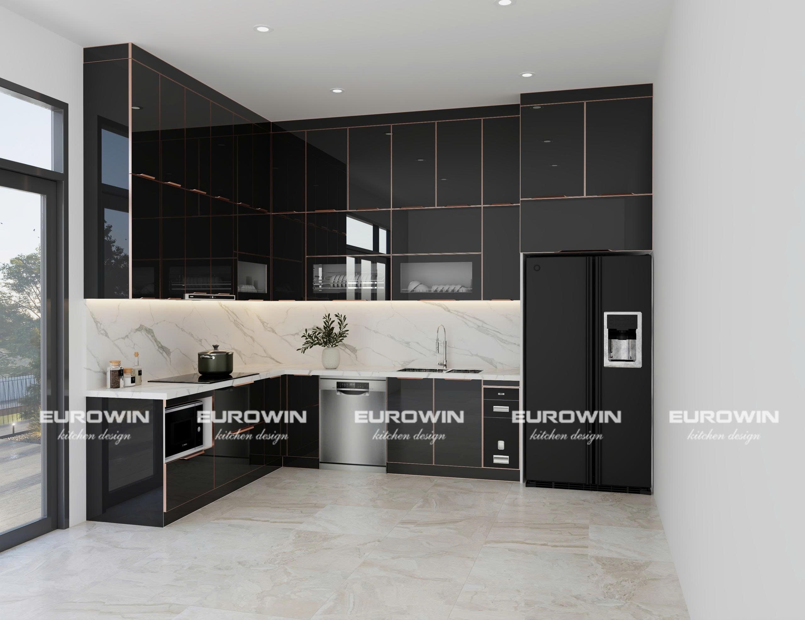 Tủ Bếp Inox Cánh Kính Chữ L (Mã SP: EU1030)