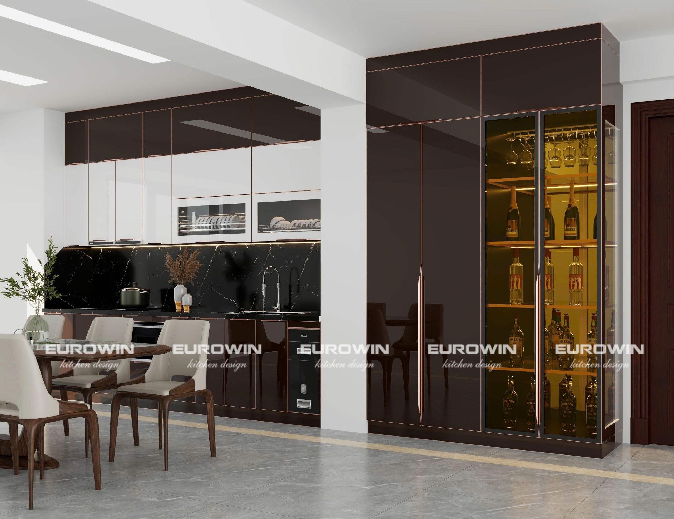 Tủ Bếp Inox Cánh Kính Chữ I (Mã SP: EU1032)