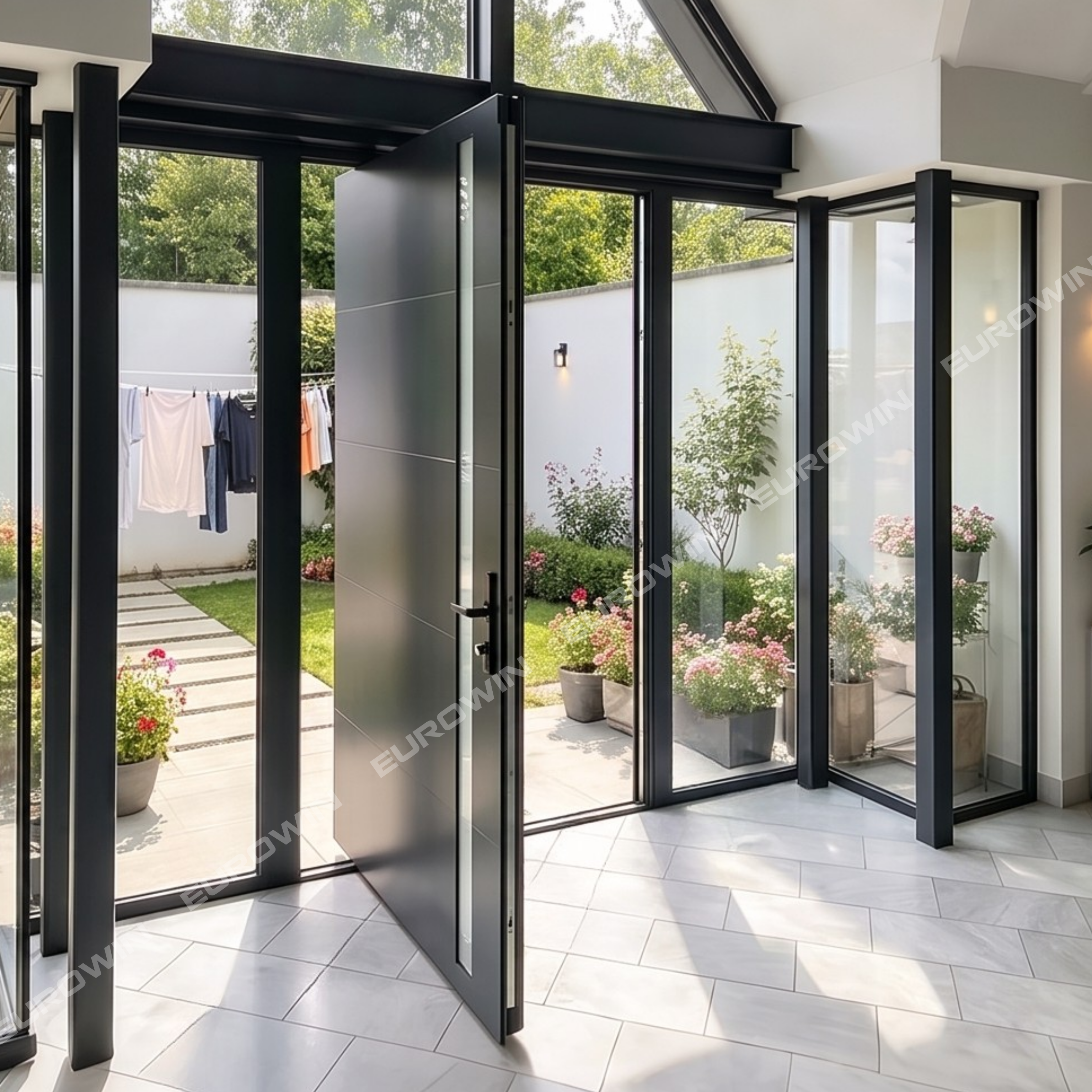 Cửa Nhôm Nguyên Tấm Trục Xoay Eurowin EU-X098