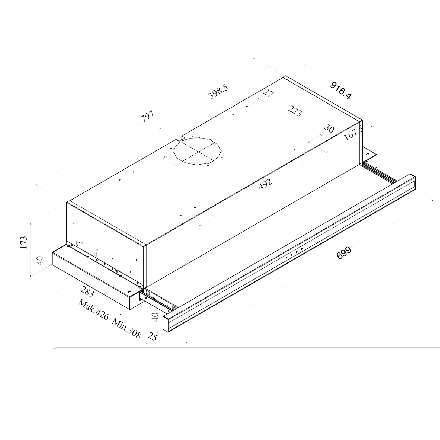 Máy hút mùi âm tủ Fagor 3AF3-741B