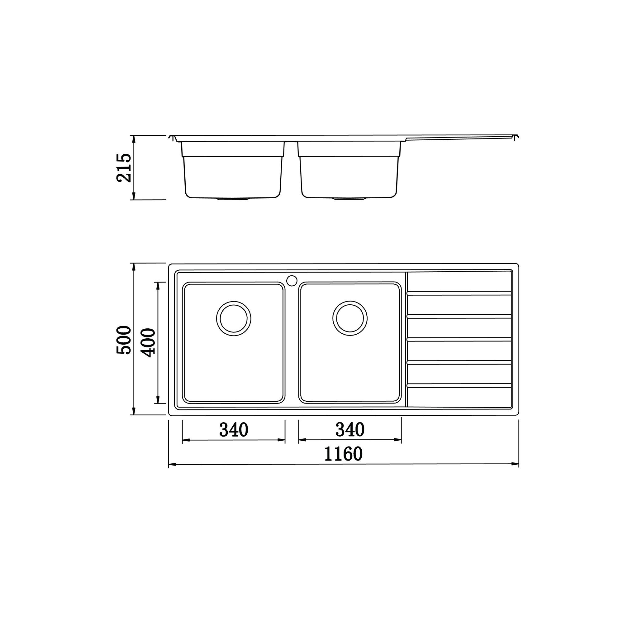 European sink Premium KS11650 2B – Bàn phảiSiphon, giá úp bát inox