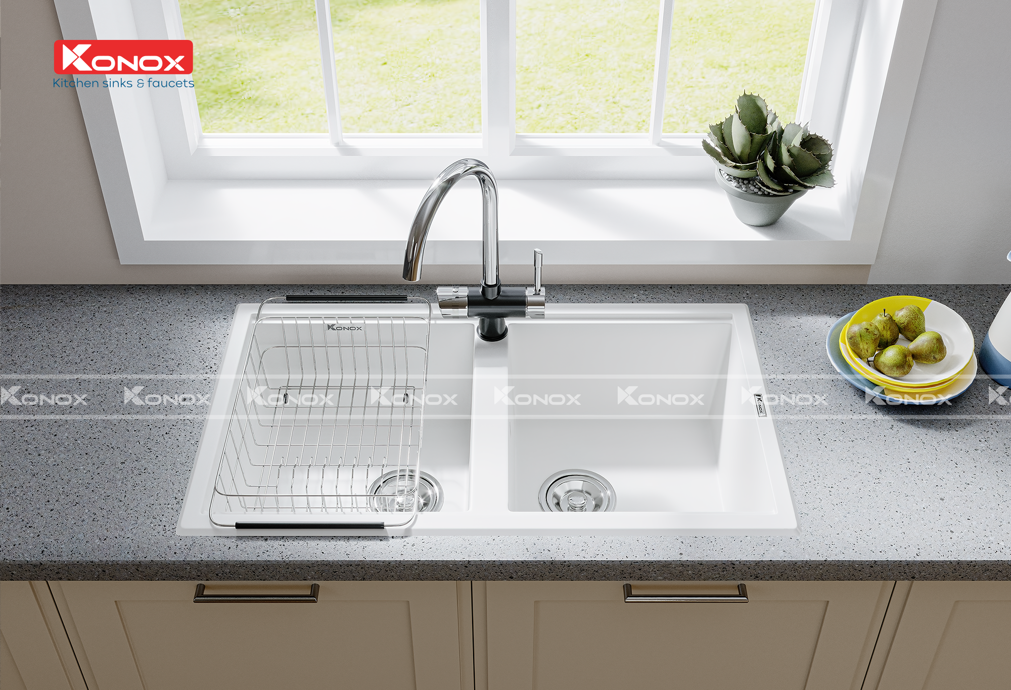 Vòi rửa bát ba đường nước Trim-Water Black