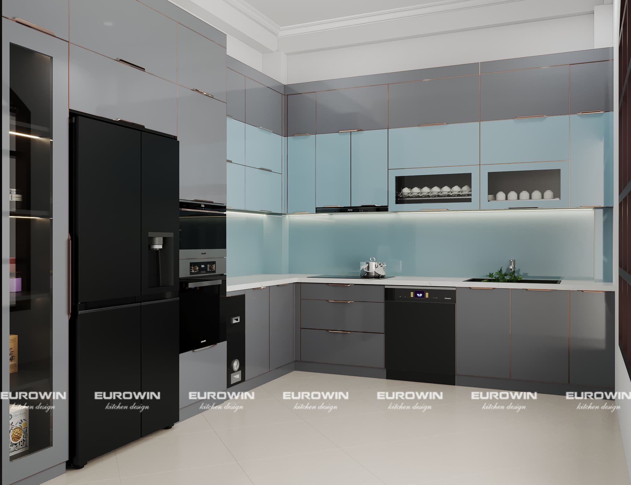 Báo giá tủ bếp inox cánh kính