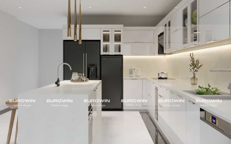 Mẫu Tủ Bếp Inox Cánh Kính Chữ L Mới Nhất – Bộ Sưu Tập Độc Quyền Eurowin [Cập Nhật Mới]