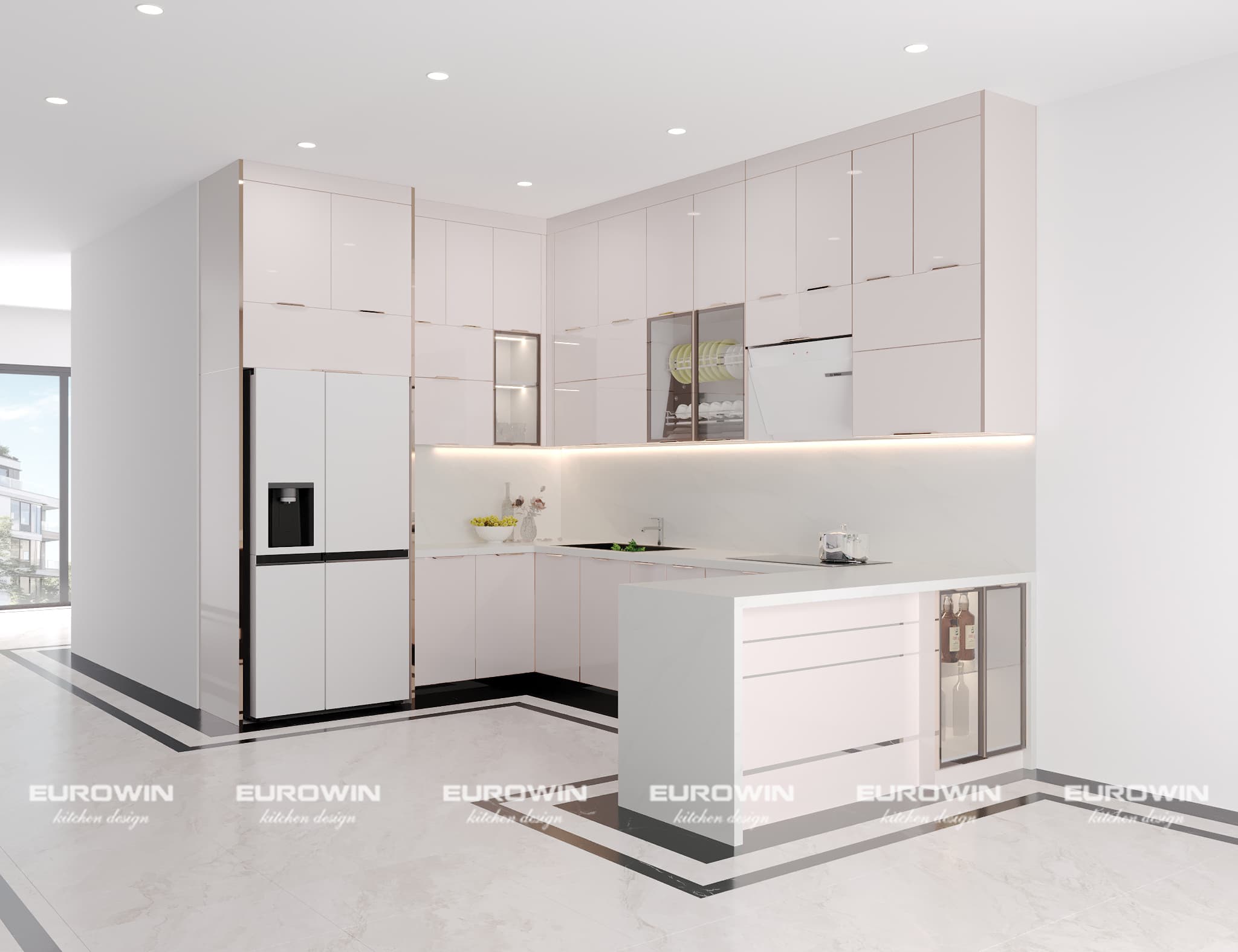 Bố trí kiểu tủ bếp chữ U