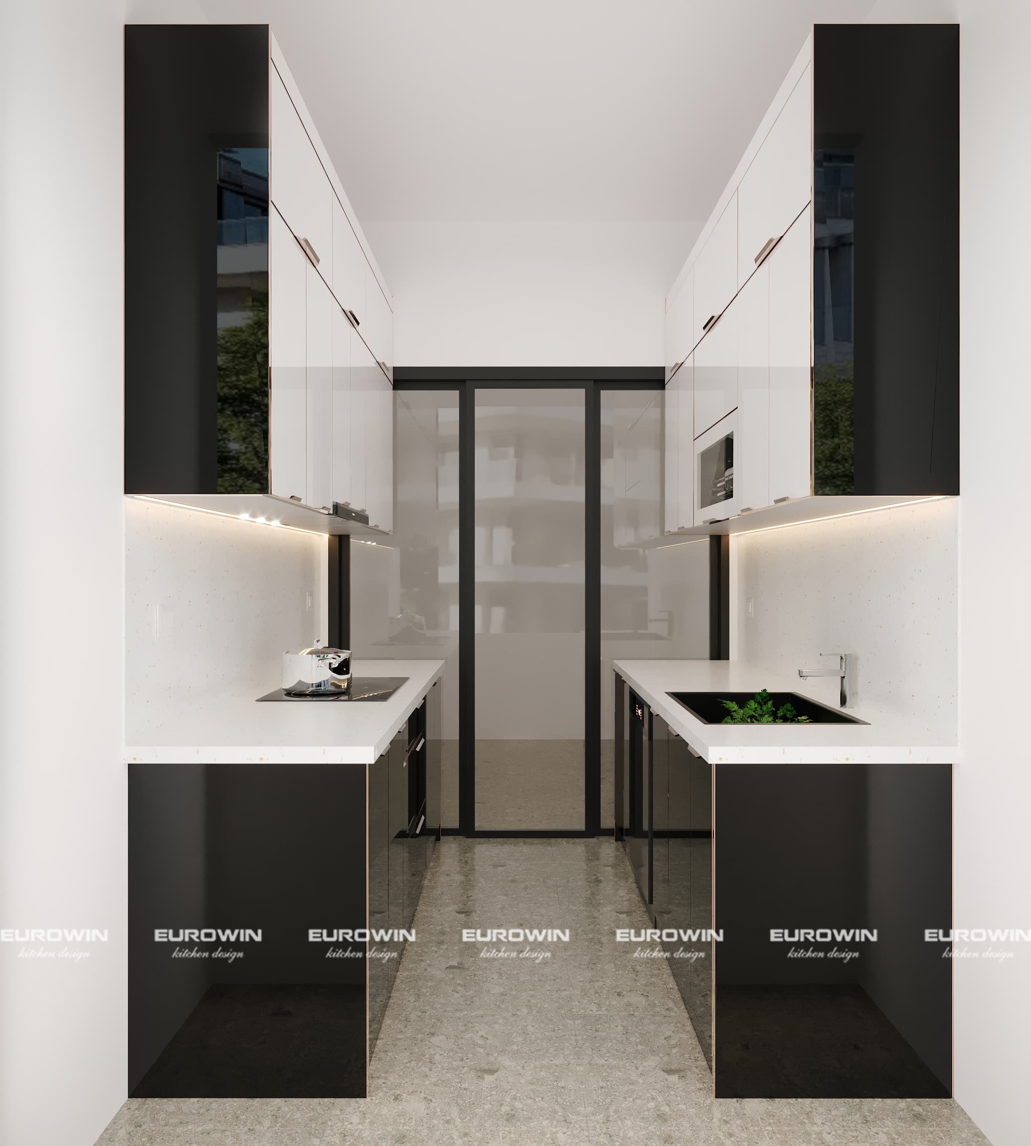 Bố trí kiểu tủ bếp song song