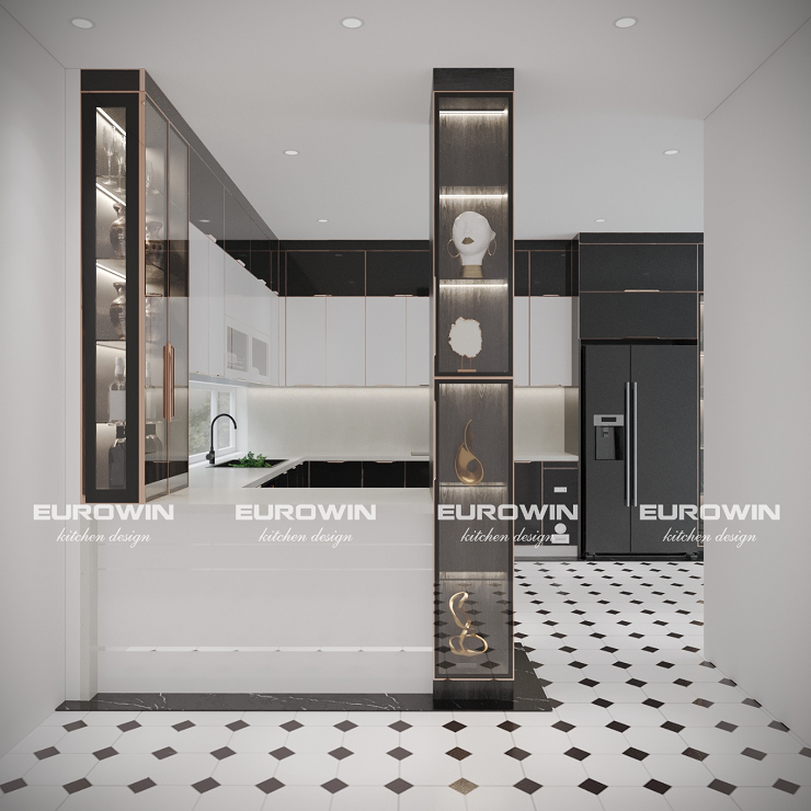 [Cập Nhật] Mẫu Tủ Bếp Inox Cánh Kính Chữ U Đẹp, Hiện Đại Mới Nhất