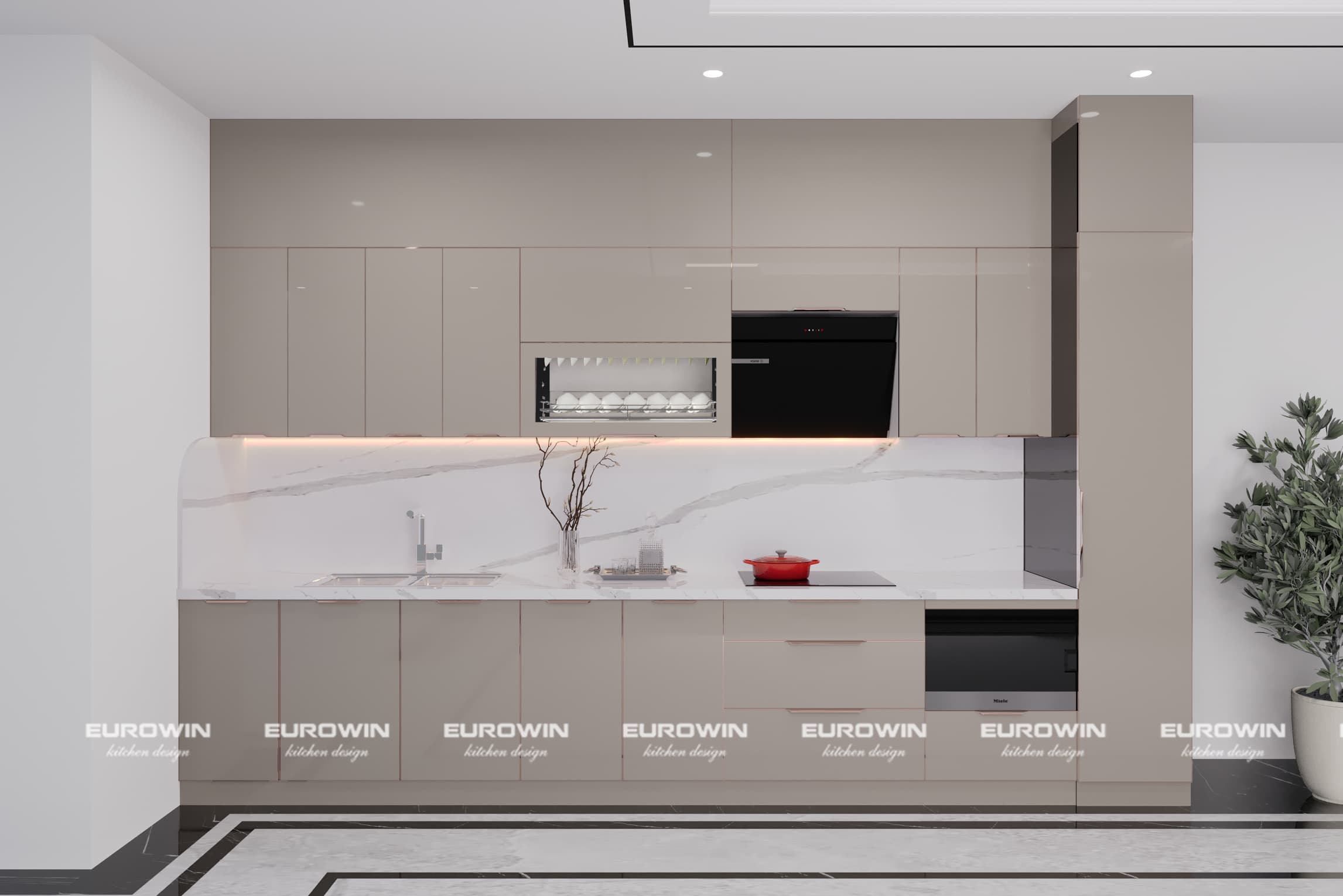 Chiều dài tủ bếp không có kích thước tiêu chuẩn