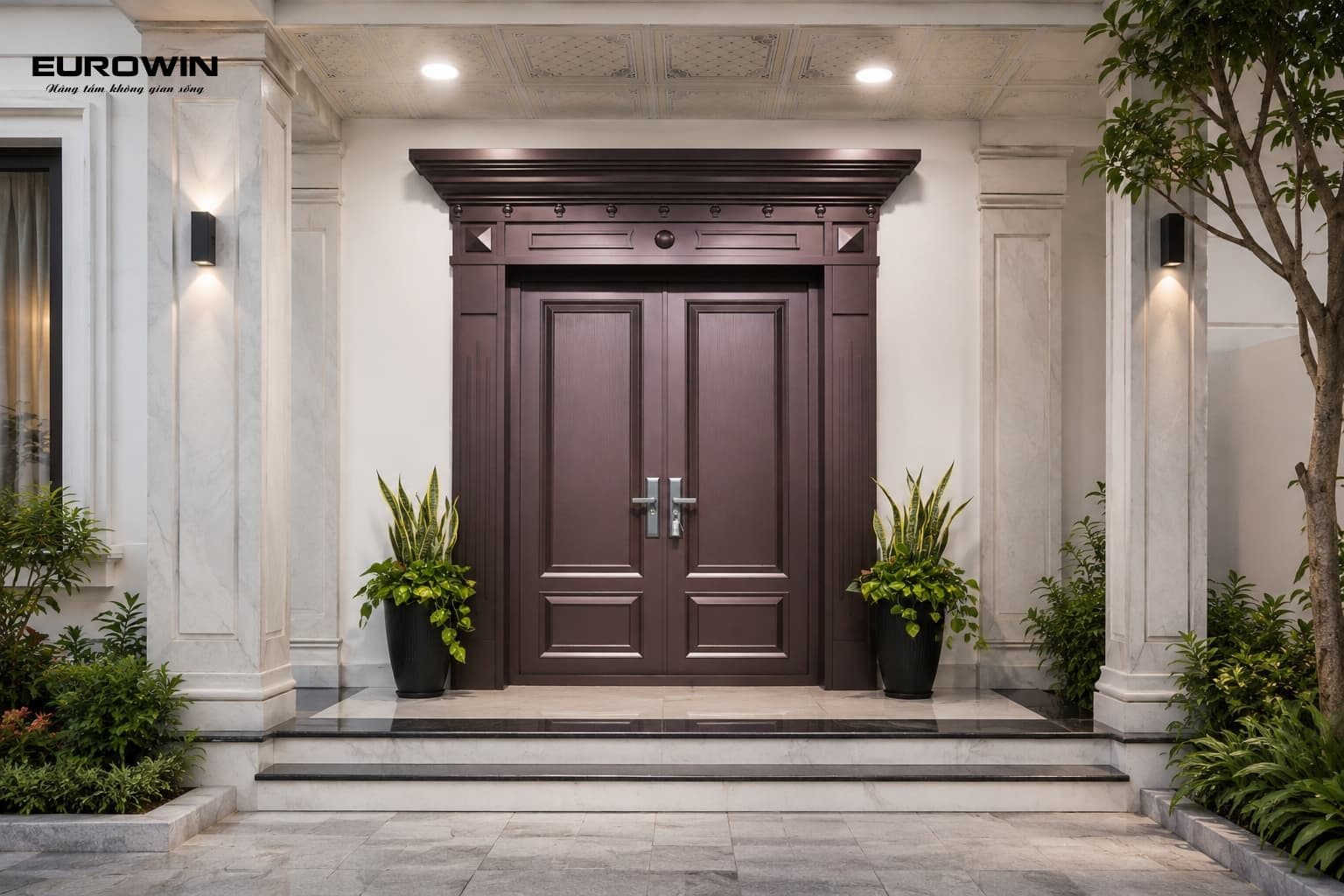 Cửa chính nhà phố ưu tiên chọn kiểu mở quay