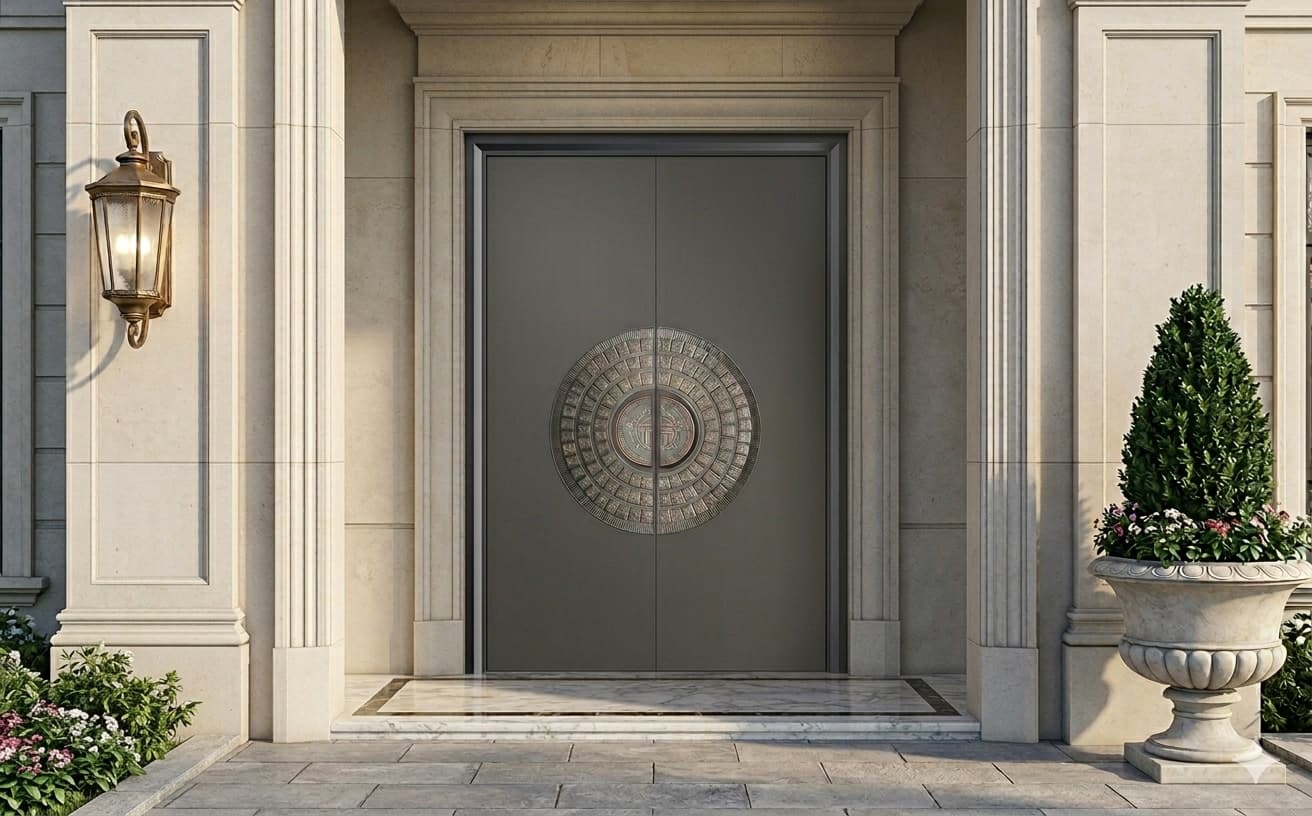 Mẫu cửa nhôm nguyên tấm sang trọng cho biệt thự (mẫu 1)