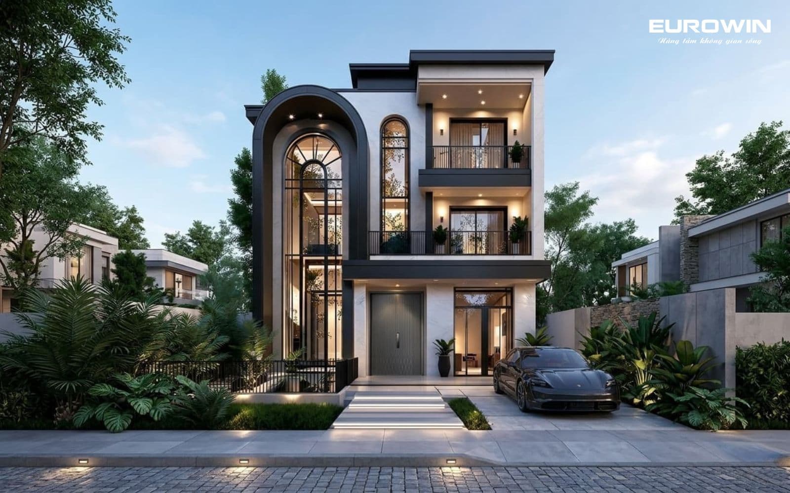 Mẫu cửa nhôm nguyên tấm cho biệt thự hiện đại (mẫu 3)