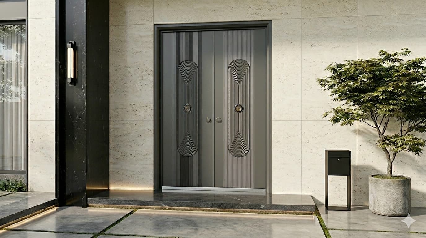 Cửa nhôm nguyên tấm họa tiết CNC tinh xảo