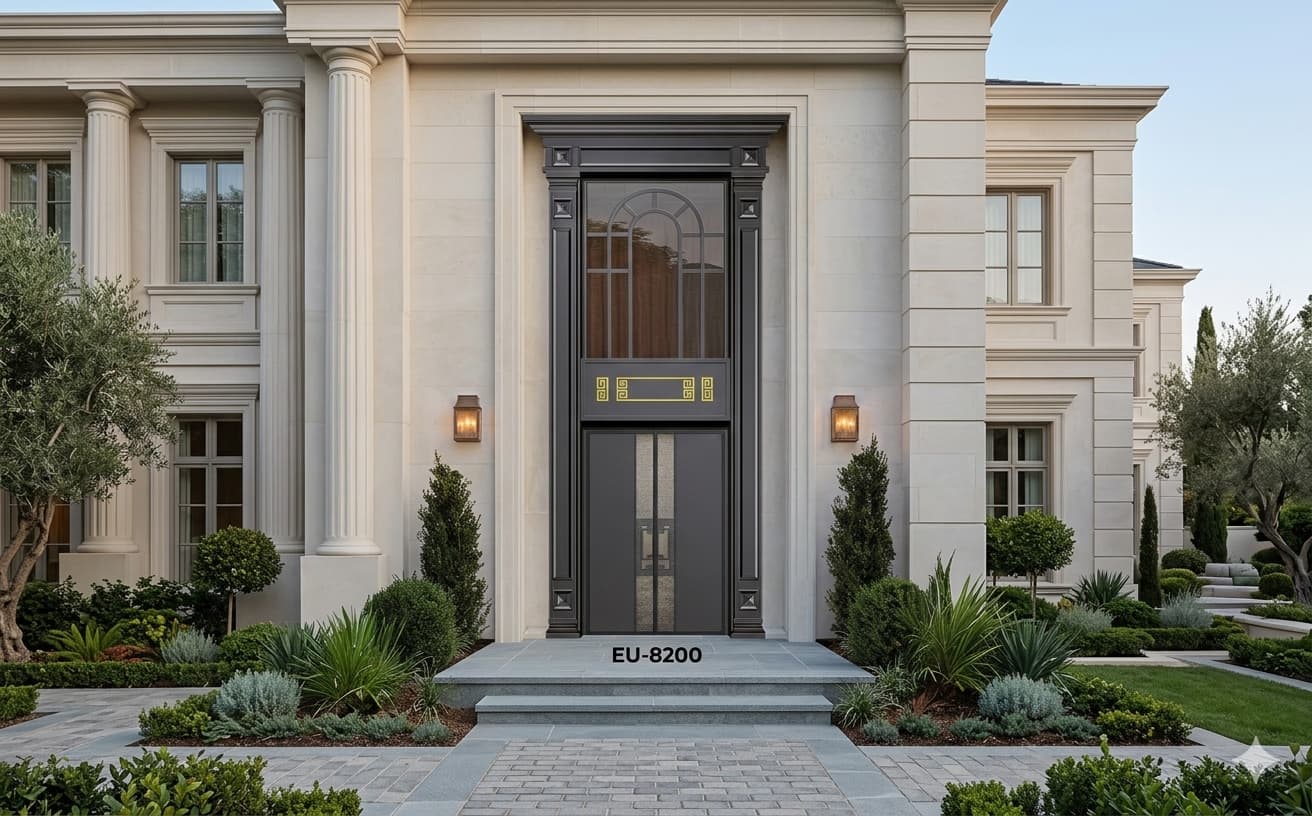 Mẫu cửa nhôm nguyên tấm phong cách tân cổ điển