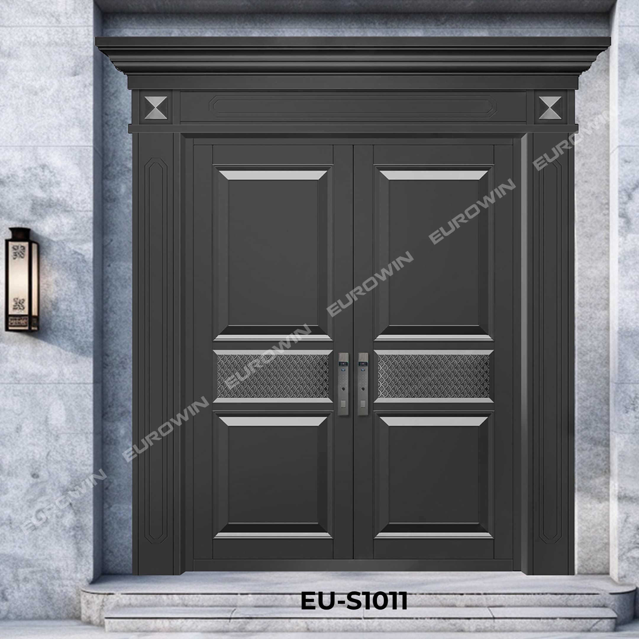 mẫu cửa nhôm nguyên tấm phong cách tối giản