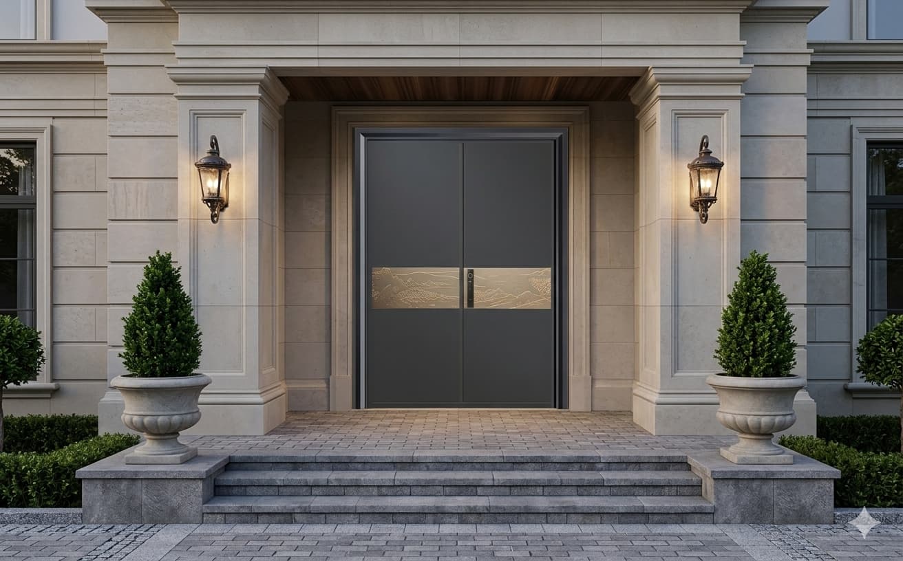 Cửa nhôm nguyên tấm rất phù hợp với các công trình biệt thự