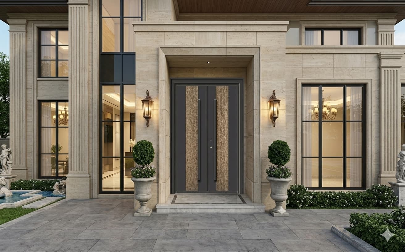 Mẫu cửa nhôm nguyên tấm cho biệt thự (mẫu 5)