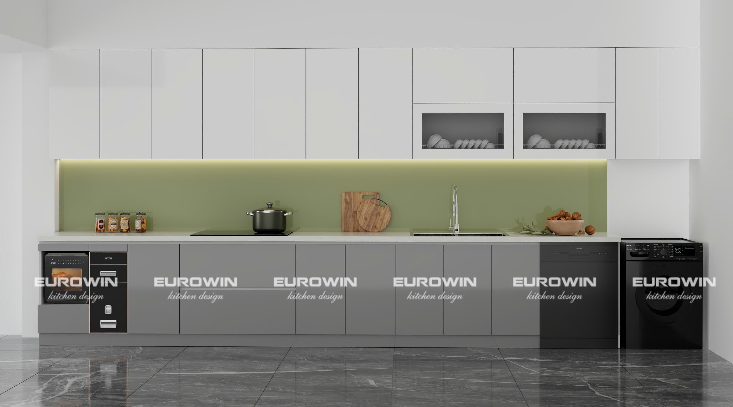 Giá tủ bếp nhựa hiện nay khoảng 5,8 - 7 triệu đồng / mét dài trên + dưới