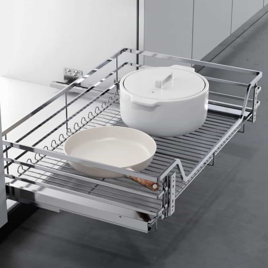 Tủ Bếp Inox Cánh Kính Kết Hợp Phụ Kiện Thông Minh – Giải Pháp Nâng Tầm Trải Nghiệm Bếp Hiện Đại