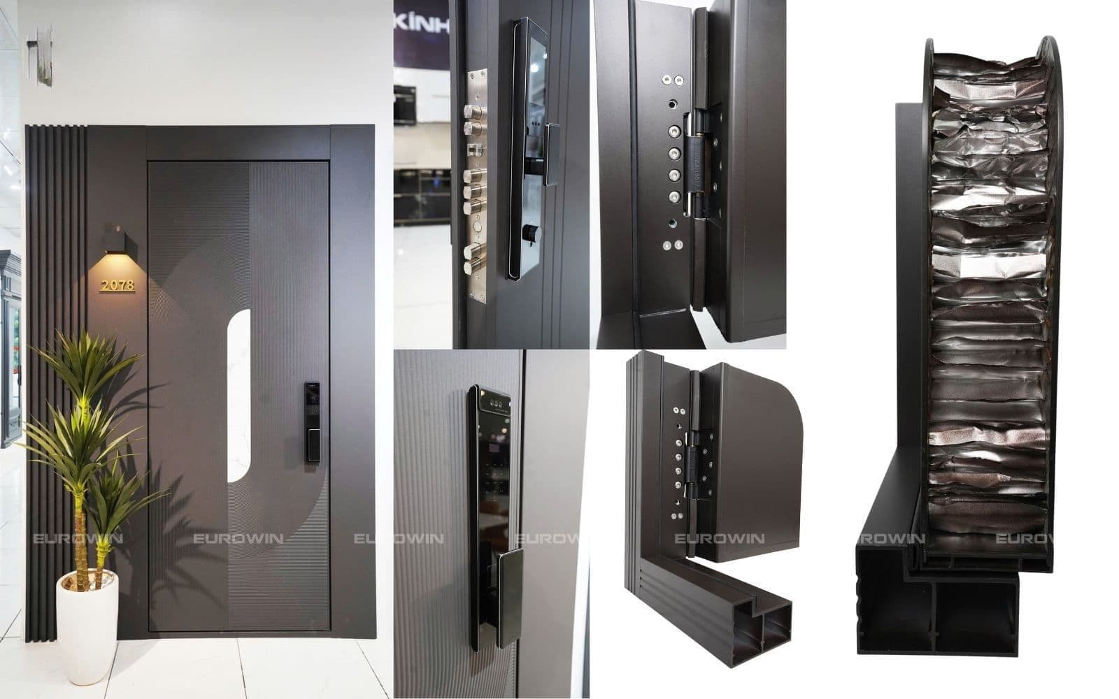 Cửa nhôm nguyên tấm với kết cấu nhiều lớp giúp hạn chế tình trạng cong vênh