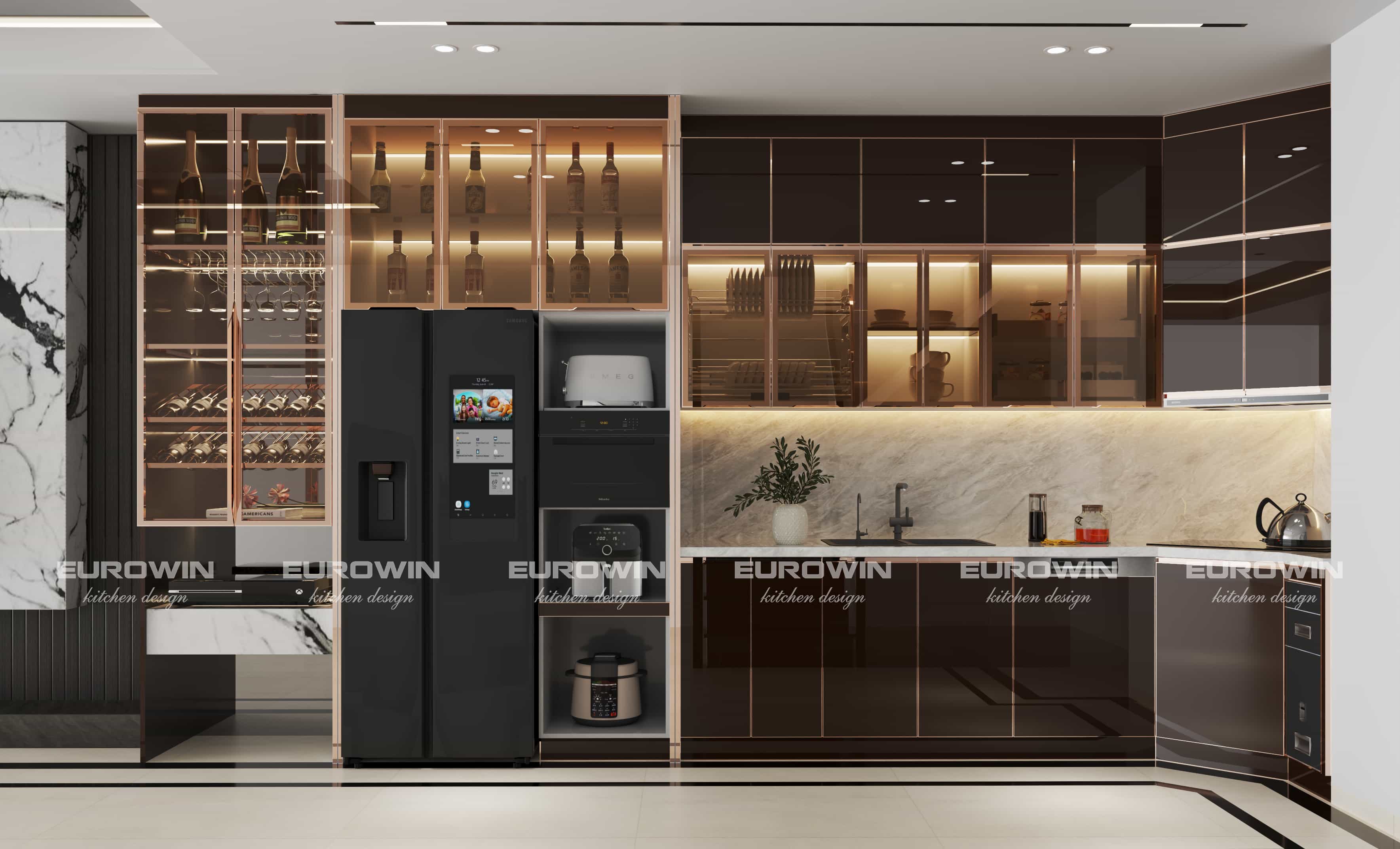 Tủ Bếp Cánh Kính: Phối Màu Và Ánh Sáng Đỉnh Cao Giúp Không Gian Bếp Tỏa Sáng