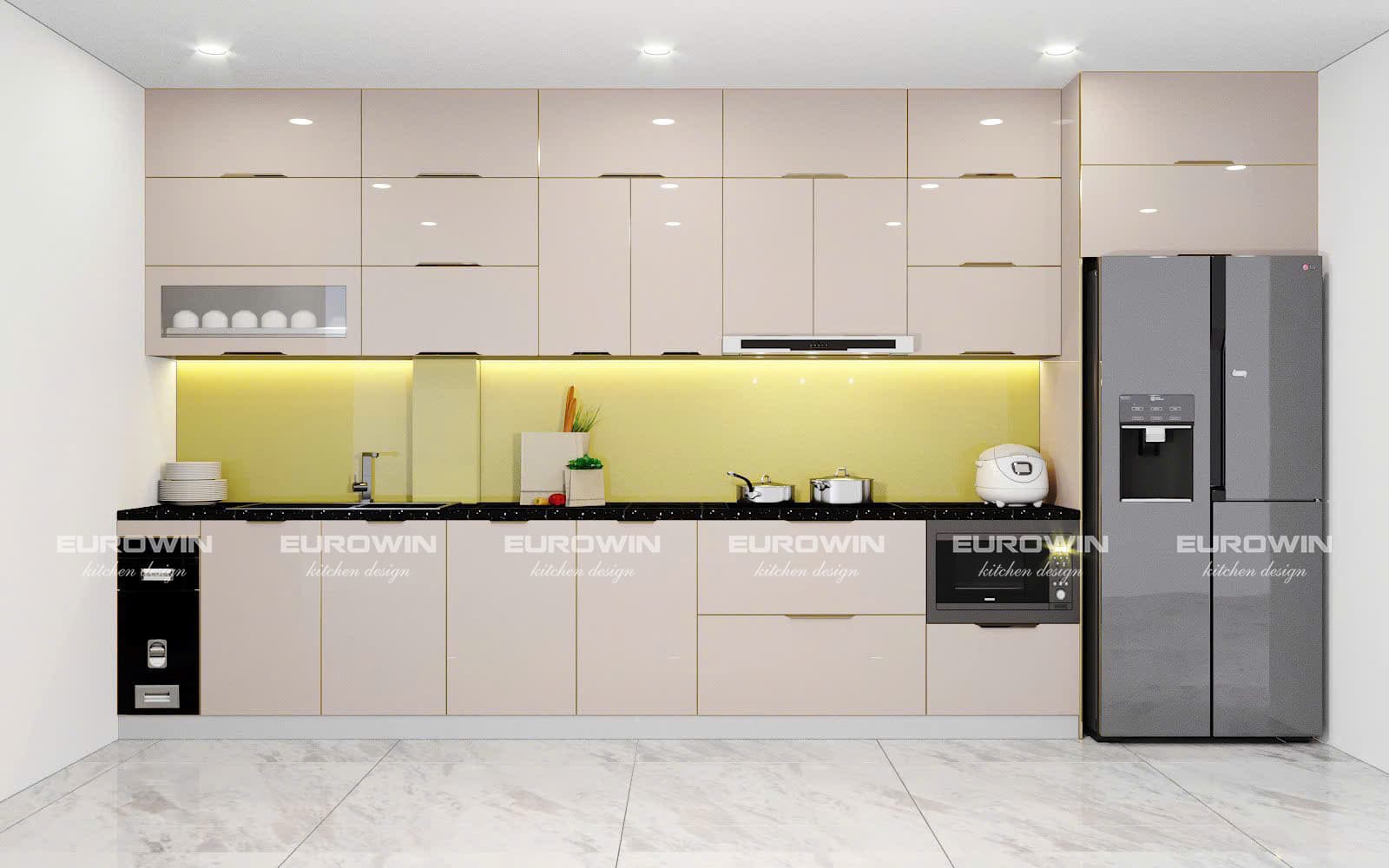 tủ bếp inox cánh kính chống ẩm mốc mối mọt