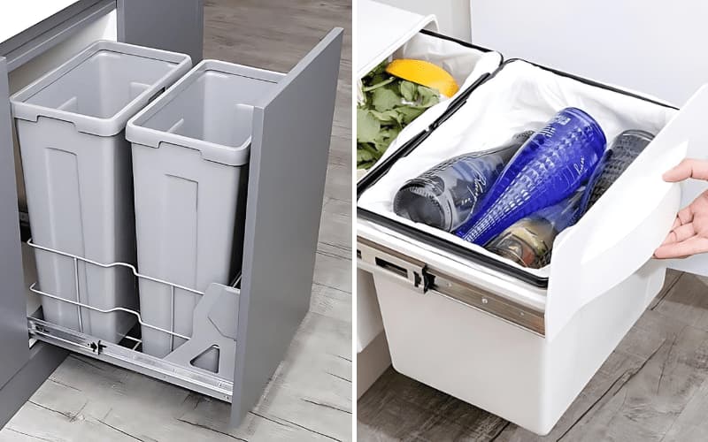 Nhà có trẻ nhỏ nên chọn loại thùng rác, giá dao thớt như thế nào?