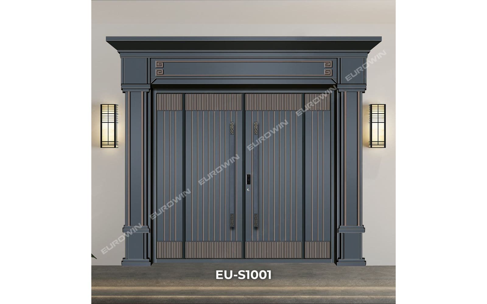 Mẫu 1: cửa nhôm nguyên tấm phong cách tân cổ điển