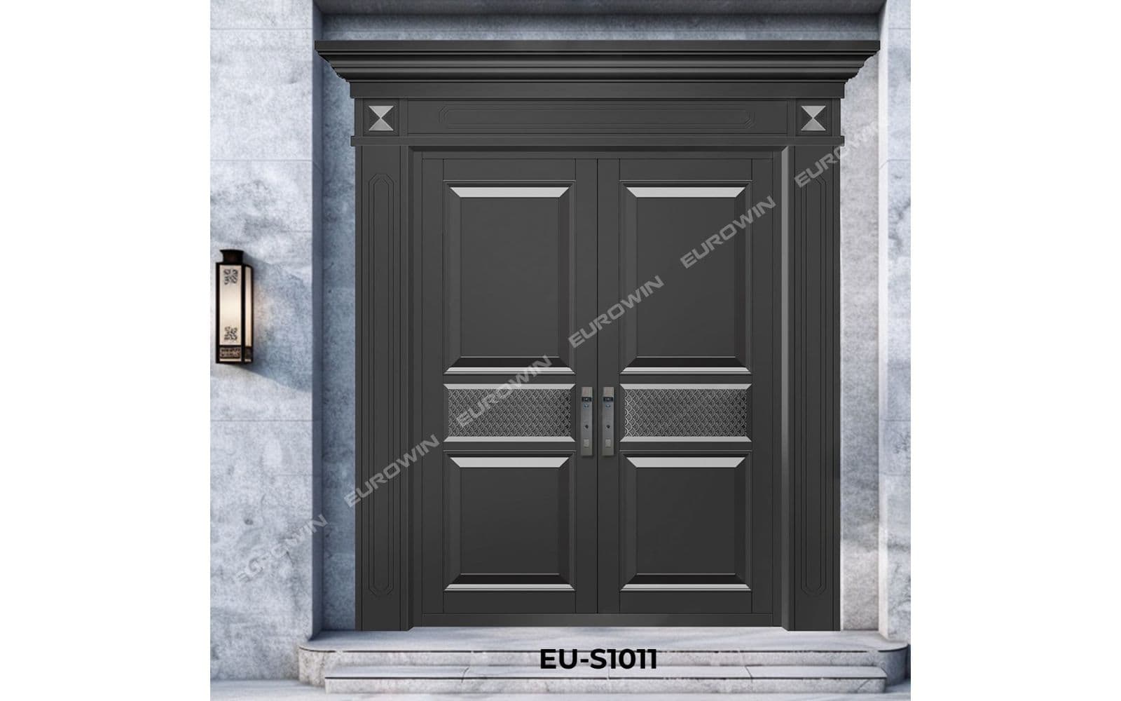 Mẫu 11: cửa nhôm nguyên tấm phong cách tối giản