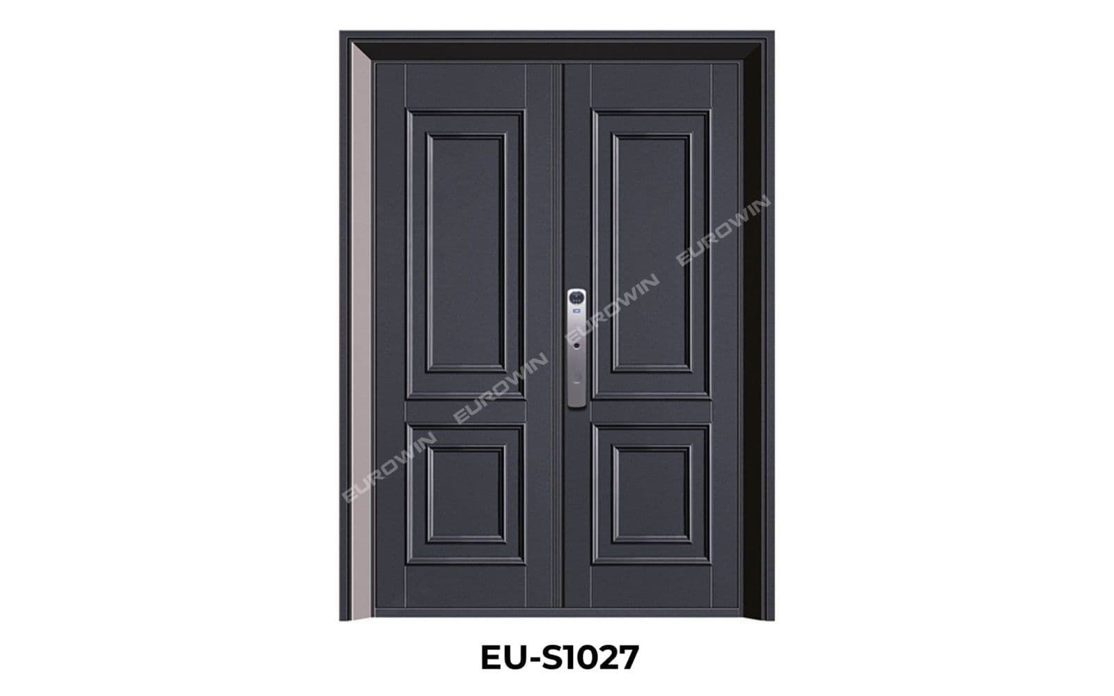 Mẫu 12: cửa nhôm nguyên tấm sử dung công nghệ chấn phong cách tối giản