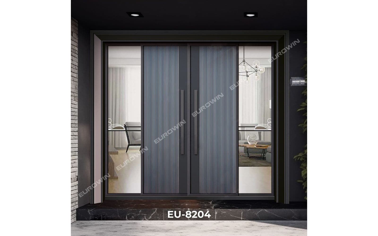 Mẫu 16: cửa nhôm nguyên tấm kết hợp kính cường lực tinh tế